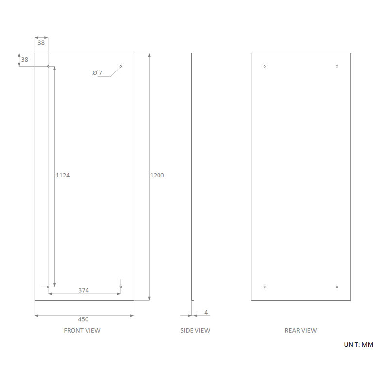 Abiya Flat Wall Mirror, 120cm H x 45cm W