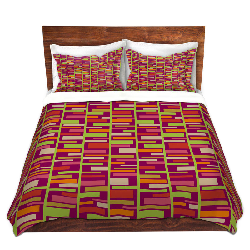 Ensemble de housse de couette à rectangles colorés, 1 housse de couette grand + 2 taies standards