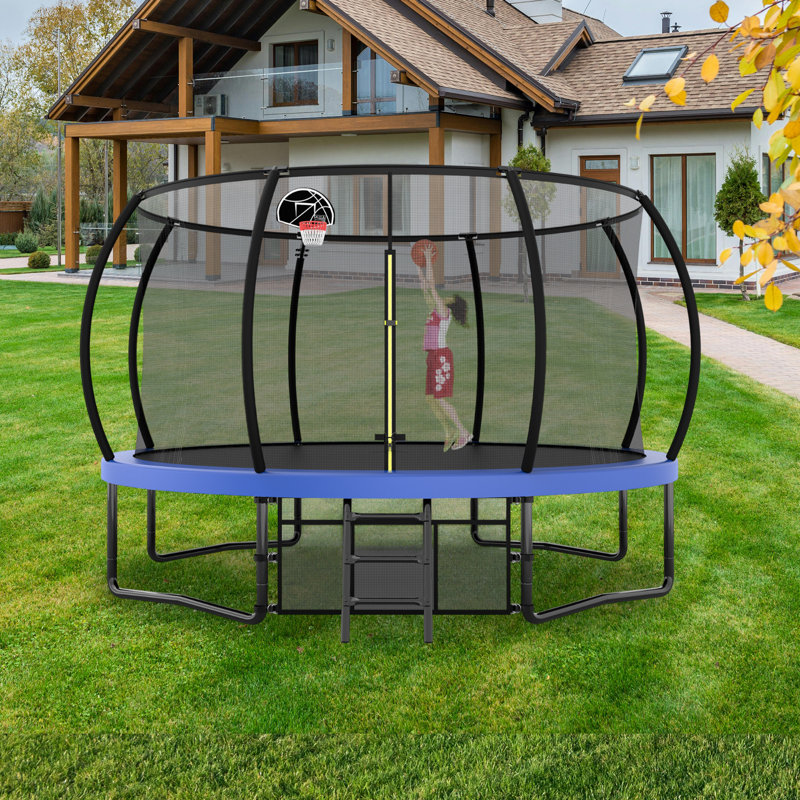 Trampoline d'extérieur 12 pi pour enfants avec filet de sécurité, Blue