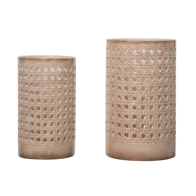 Ensemble de 2 ouragans décoratifs en bambou patiné 10,75 po