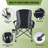 Extra-Wide Folding Patio Chair with High Back & Integrated Cup Holder, Heavy-Duty Portable Lounge Chair for Backyard & Porch, Black