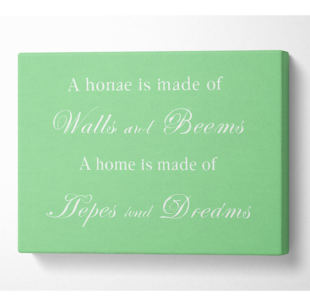 Home Quote Walls N Beams Hopes N Dreams Green - Kunstdrucke auf Leinwand