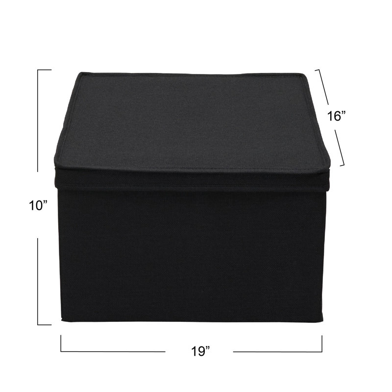 Fabric Storage Bins, Soft Poly Linen with Sturdy Sides, Attached Handle and Fully Removable Lid, Silver