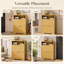 Armoire de rangement à chaussures Natural Cannelée avec tiroirs rabattables et tablette ouverte-194305193-194305198