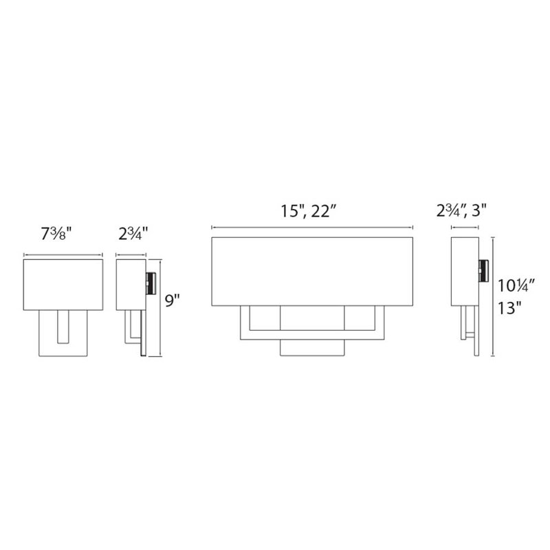 Manhattan 1 - Light Flush Mounted Sconce, 18" H x 22" W x 3" D, Black