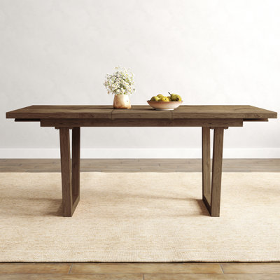 Extendable Solid Wood Dining Table With Sled Legs, Farmhouse Dining Table For Kitchen