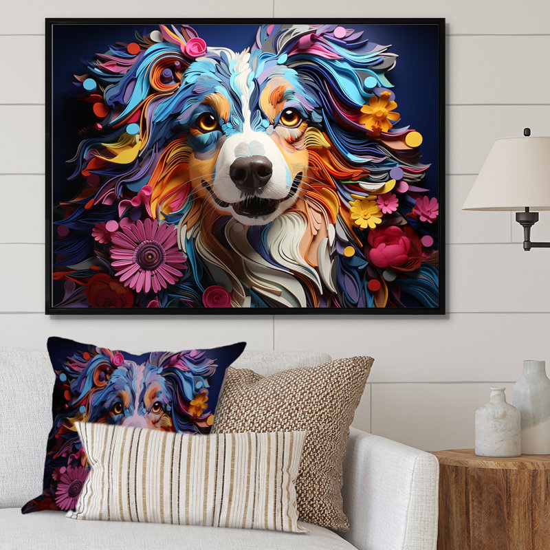 Chien berger australien Allure II, L 44 po x H 34 po, Cadre flottant noir