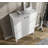 Modern Shoe Cabinet with Numerous Shelves, White & Wood, 35.4 x 46.5 x 13.8 inches | 100% Melamine Coated Particle Board, 0.7-inch Thick | Wall-Mountable, Durable MDF Legs & Metal Handles | Stylish Storage Solution