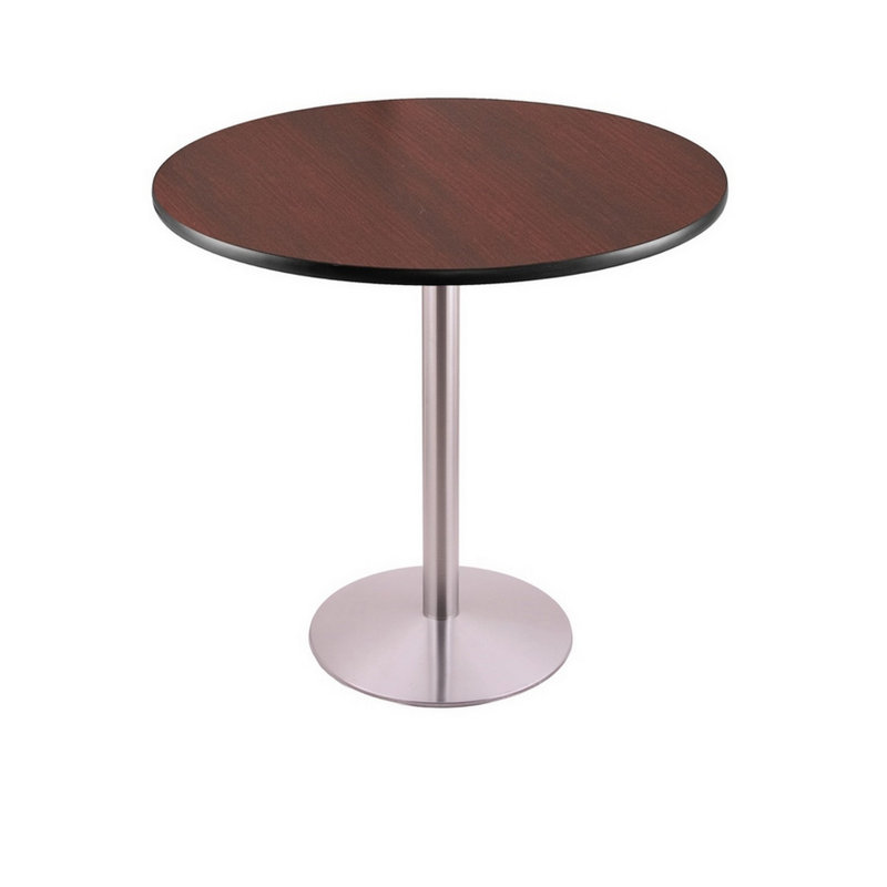 Table à piédestal à hauteur de bar, Diamètre de 36 po, Acier inoxydable, Noir, noir, noir, noir
