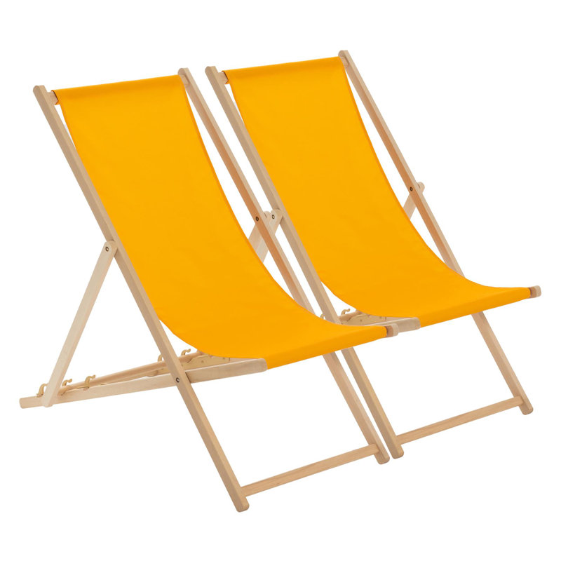 Harbour Housewares - Folding Wooden Deck Chairs, Orange