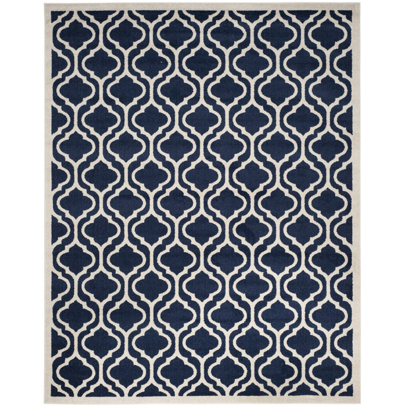 Ammundsen Geometric Navy/Beige Area Rug, Rectangle 5'3" x 8'