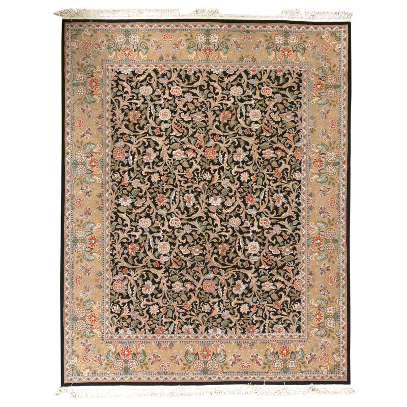 Tapis noir noué à la main de haute qualité
