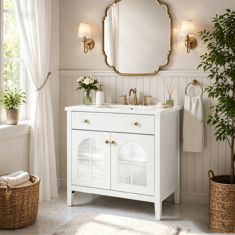 Armoire de salle de bain 35,6 po, White  +Only Cabinet+2door