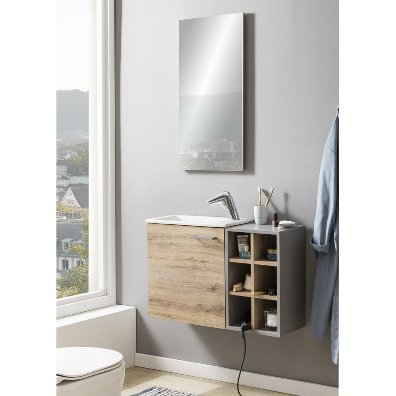 Pablo Vanity & Mirror Set, Grey/Wild oak