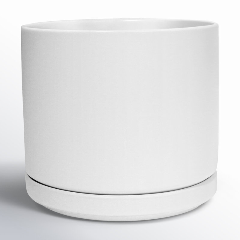 Cheryl 16" Ceramic Pot Planter, White, 6.1" H x 6.75" W x 6.75" D