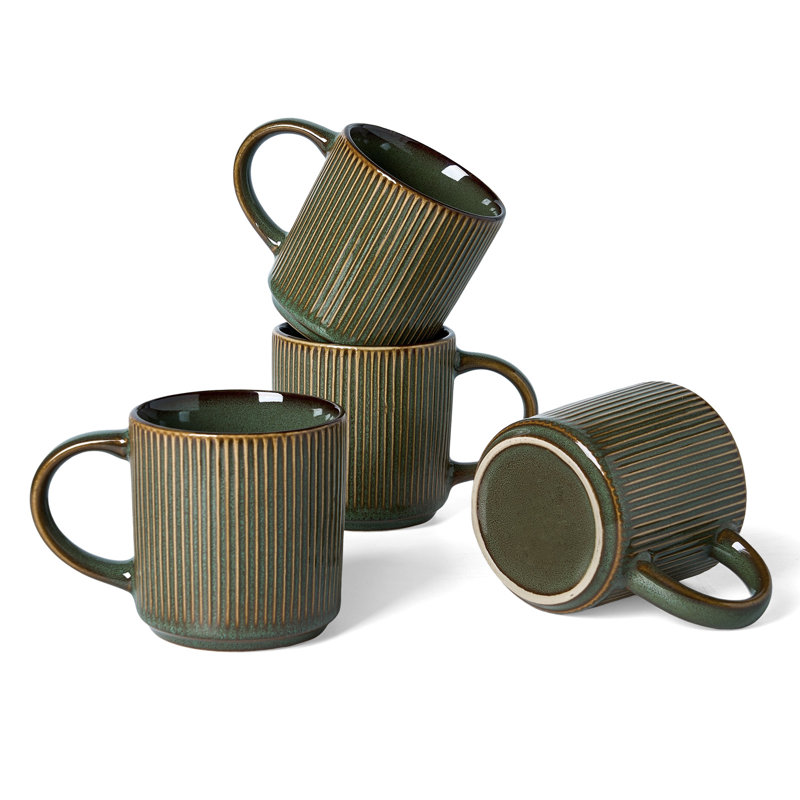 4 Pieces Stoneware Mug Set (Set of 4), Moss