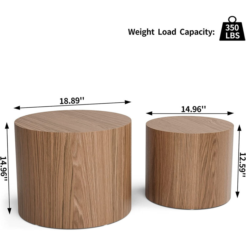 2 tables gigognes avec rangement Kingzton, Noyer