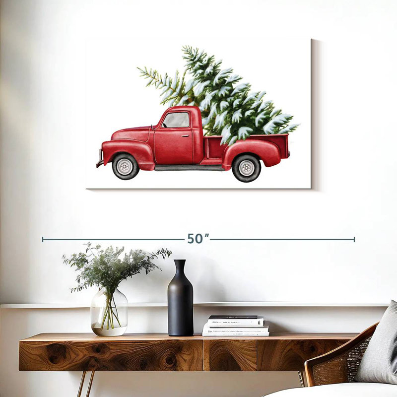 Camion de Noël rouge, H 24 po x l 36 po