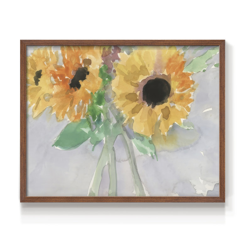 Vue de tournesol I - impression encadrée - réarmable, H 16 po x l 20 po, Noyer