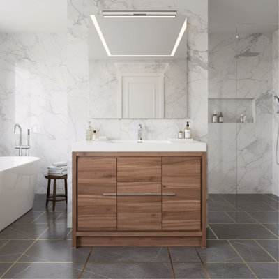 Prairie 42-inch W x 19-inch D 2-Door & 3-Drawer Bathroom Vanity with Single Sink and Acrylic Countertop