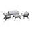Outdoor Sofa In Dark Eucalyptus Wood And Gray Rope With White Cushions