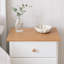 Ainsa 3-Drawer Bedside Table, Soft White Painted with Oak Effect Top