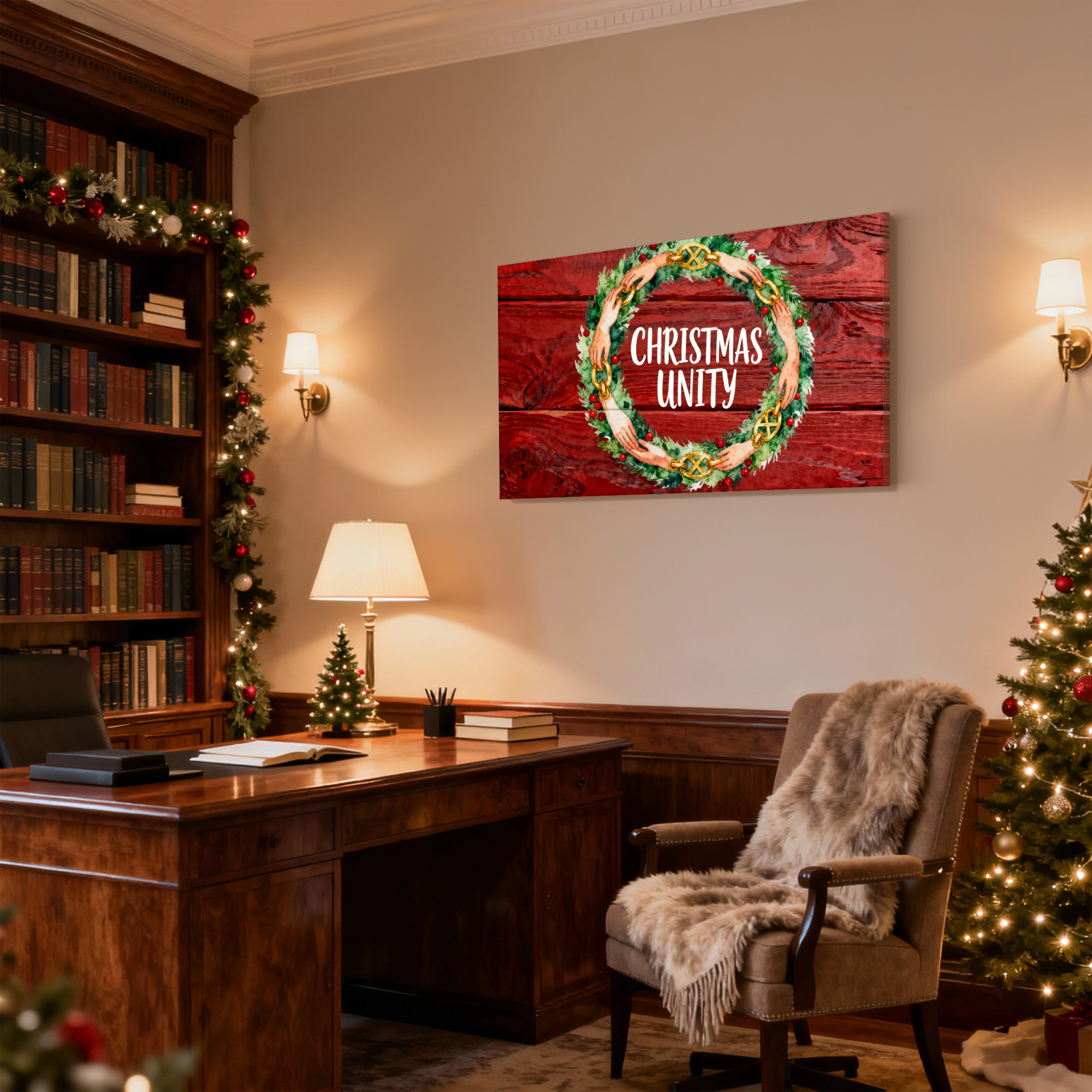 Ophelia & Co. Christmas Christmas Unity Wreath Hands Wood Background ...