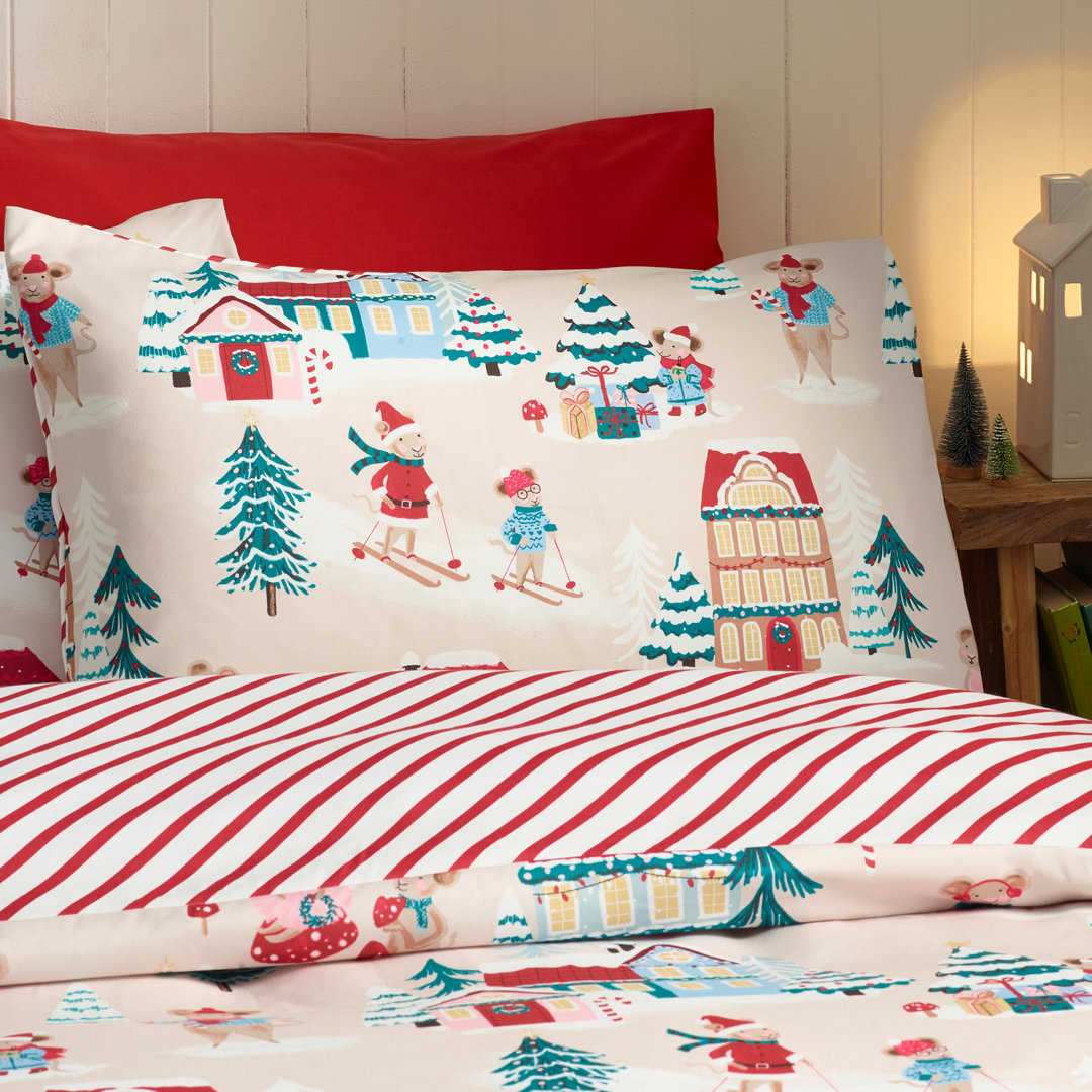 Christmas Mouse Town Reversible Duvet Cover Set