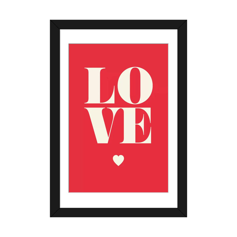 « love », impression sur toile, Papier d'art encadré noir, H 32 po x l 24 po x P 1 po, Blanc