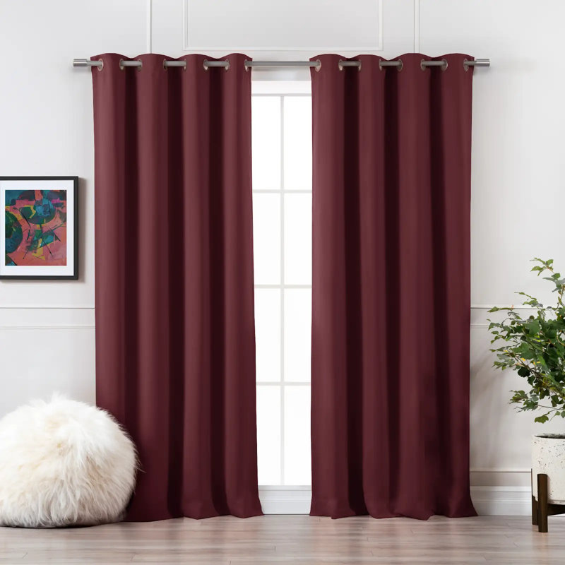 Adina Sevan Solid Thermal Grommet Curtain Panels, Mulberry, 52" W x 96" L