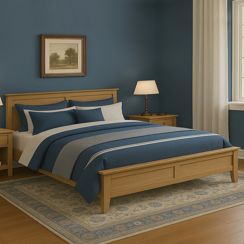 Modern Solid Wood Platform Bed with Slat Support, King, Seadrift