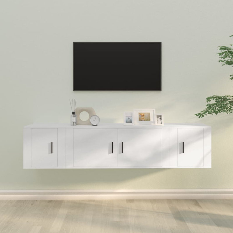 Lameen Unfinished Floating TV Stand for TVs up to 78", White