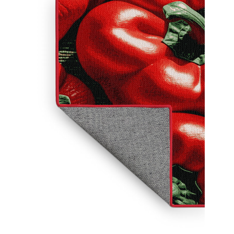 Tapis lavable poivrons rouges avec légumes, Rectangle 4pi x 6 pi