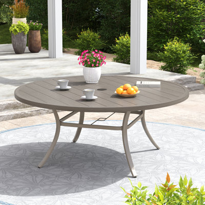63" Outdoor Round Metal Patio Dining Table for 8-10 Person