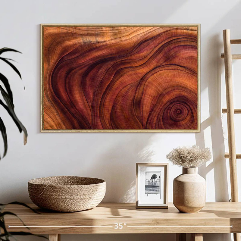 Motif de grain de bois, 25 po x 17 po, Cadre flottant en bois naturel
