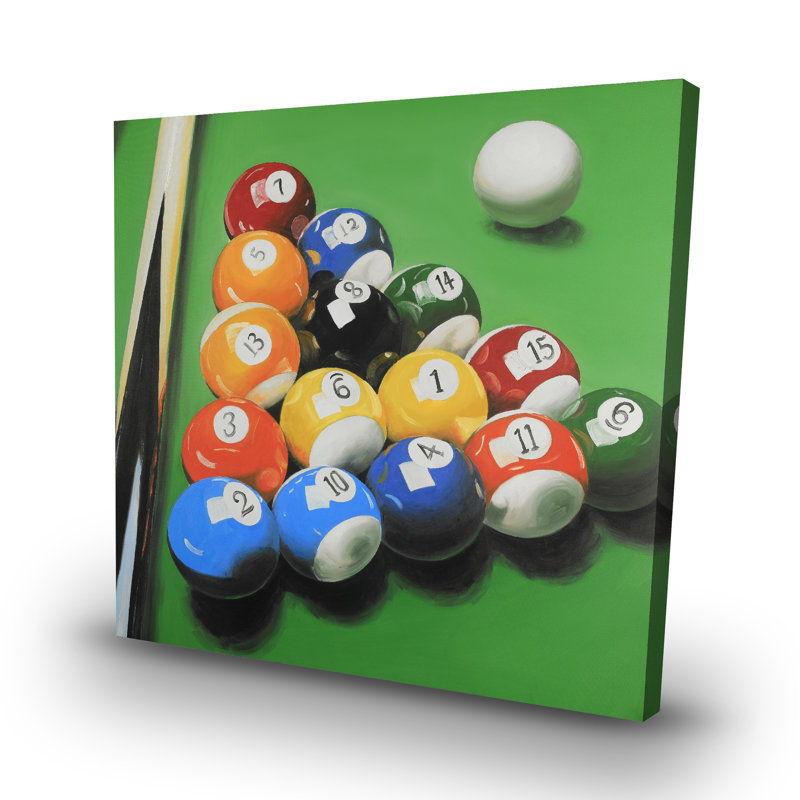 Pool table with ball formation - 32"x32" art on canvas