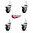3 Inch Hooded Neoprene Rubber 12mm Threaded Stem Casters with Brakes Set 4 SCC