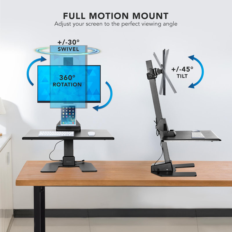 Mount-It Electric Standing Desk Converter, Tabletop Stand Desk w/ Monitor Mount, 28" Wide Platform
