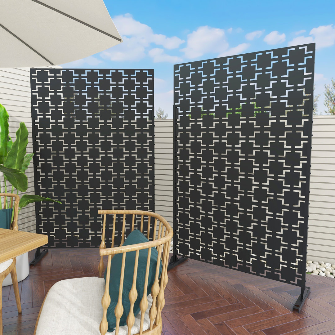 Stanaford 76 ft. H x 47.2 ft. W Outdoor Metal Privacy Screen (Set of 2) Pia Ricco 