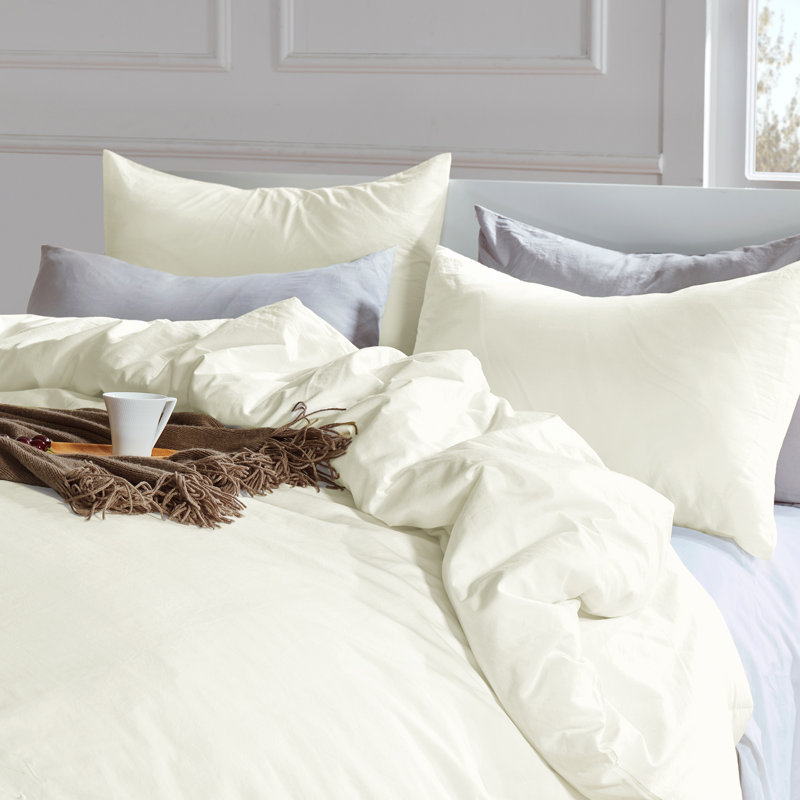 Ensemble de housse de couette , Housse simple et 1 taie décorative, Crème