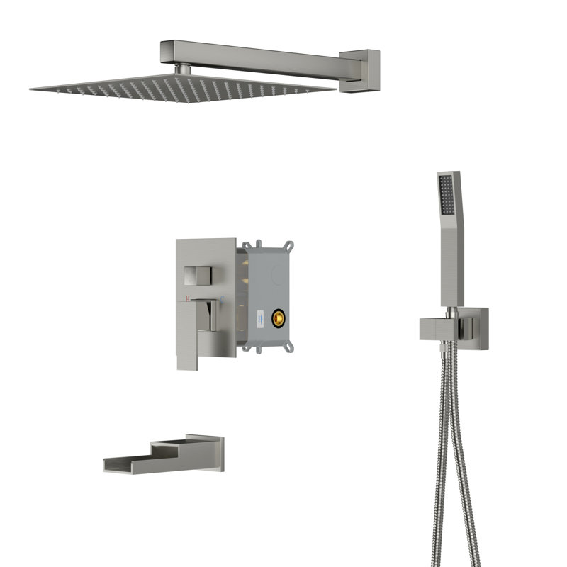 Pomme de douche haute pression double réglable, Nickel brossé