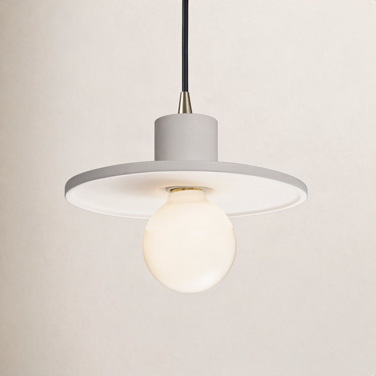 Marlena Dimmable Single Light Pendant, Bisque, Antique Brass