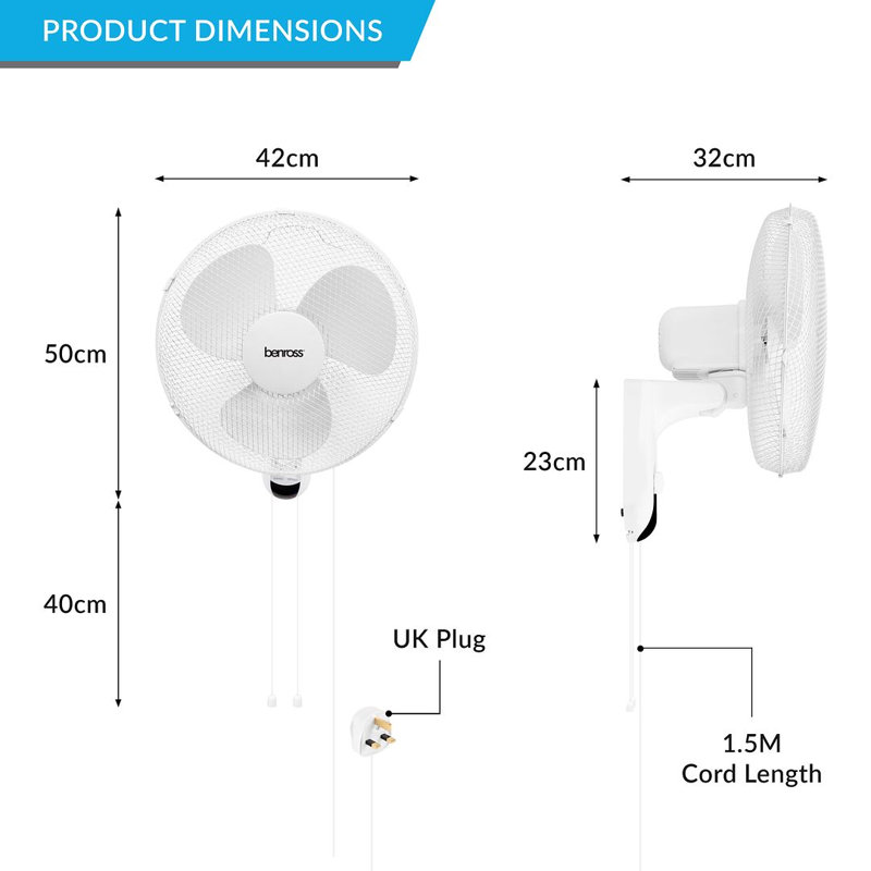 Symple Stuff 46" Oscillating Wall Mounted Fan