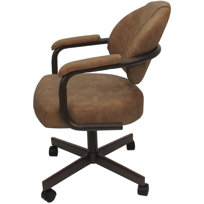 18'' H Upholstered Metal Armchair, Brown