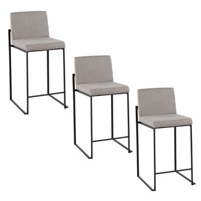 High Back Counter & Bar Stool in Steel and Fabric by Everly Quinn