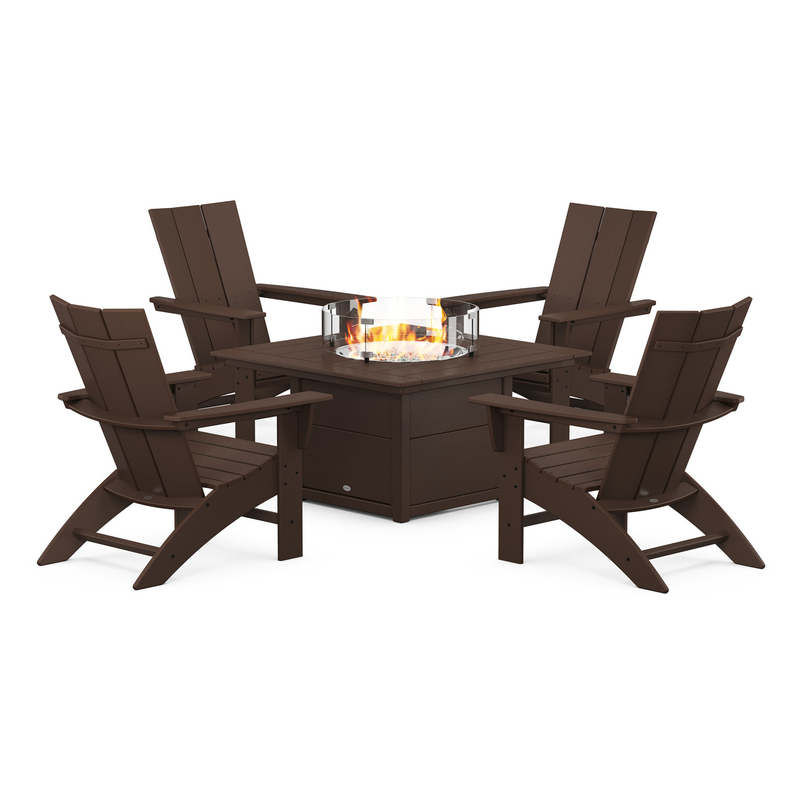 POLYWOOD® Modern Adirondack 4-Person Patio Seating Group, Mahogany