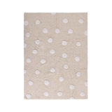 Cotton Polka Dots Area Rug in Pink/While