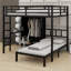 Lit superposé en métal avec bureau pliant, garde-robe à DEL