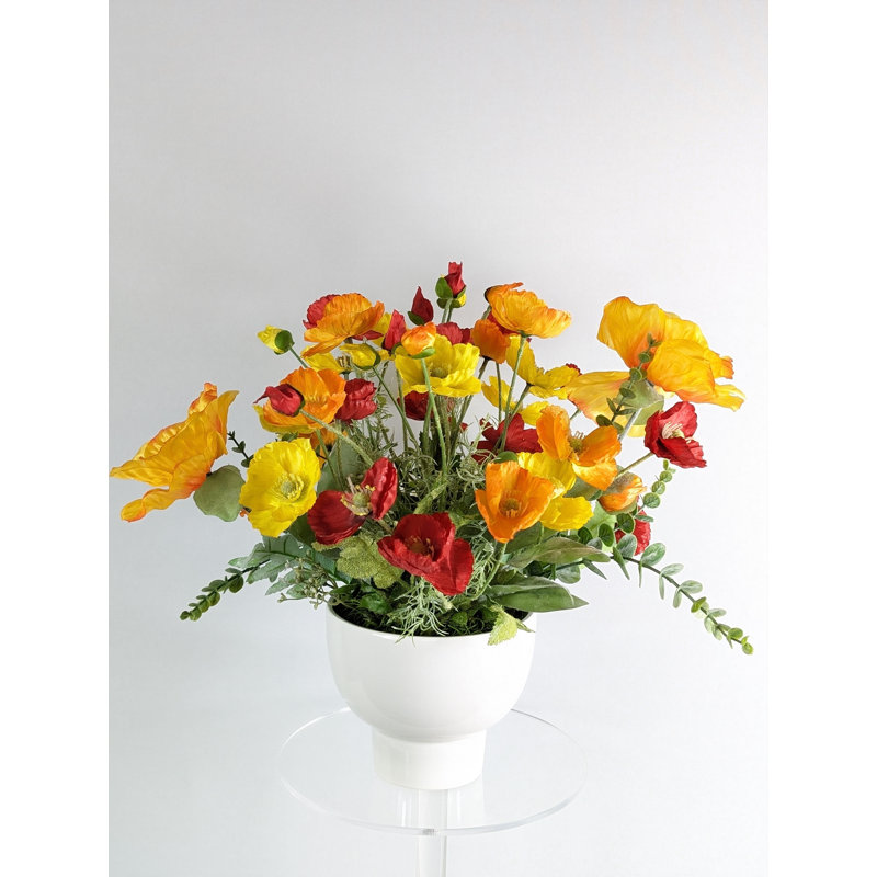 Silk Poppy Arrangement in Pot
