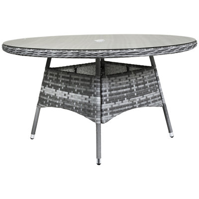 Anthony Round Wicker Outdoor Dining Table With Umbrella Hole , 110cm cm W 110cm cm D